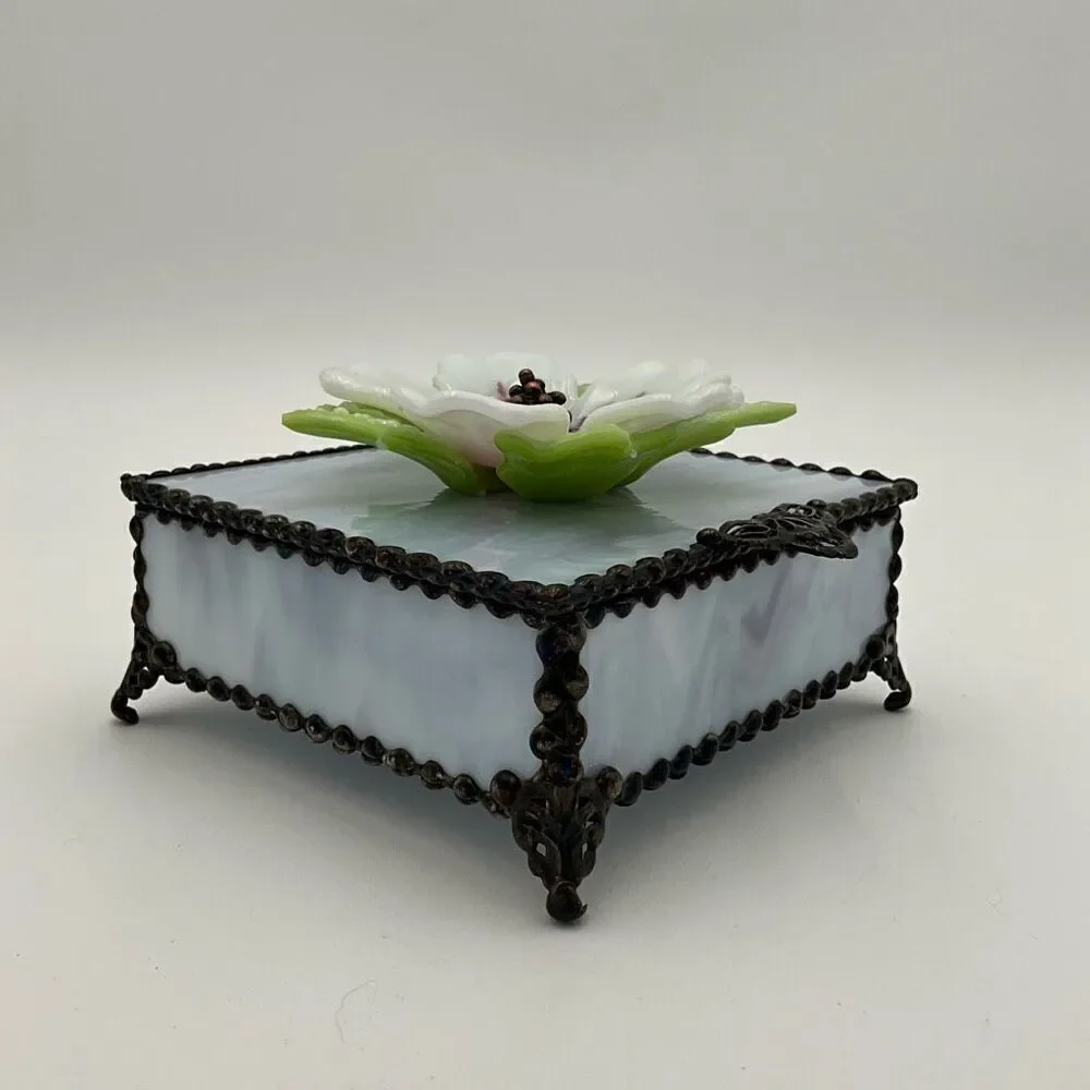 HANDCRAFTED Stained Glass Jewelry Box Keepsake Box